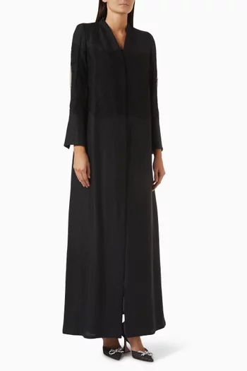 Lace-panelled Abaya in Viscose