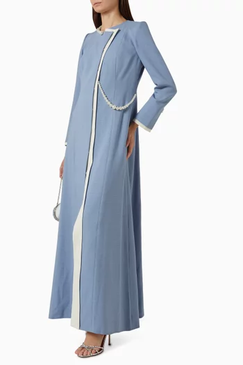 Pearl-trim Abaya in Crepe