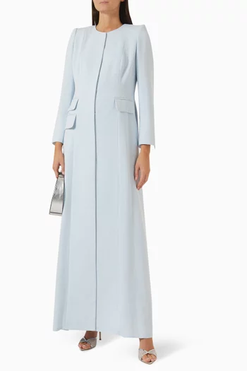 Floral-appliqué Abaya in Summer Tweed