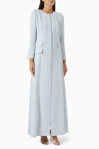 Floral-appliqué Abaya in Summer Tweed