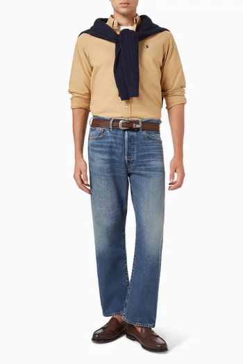 قميص أكسفورد بقصة ملائمة للجسم وتصميم مصبوغ قطن