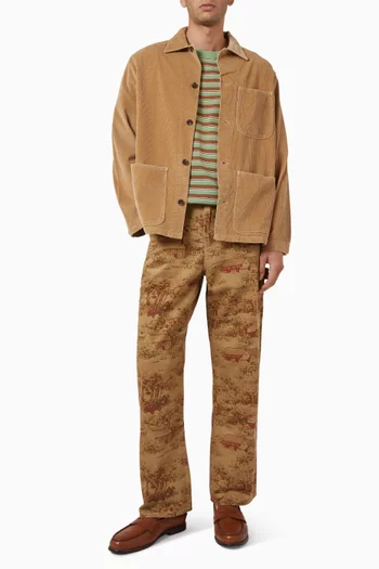Printed Straight-leg Pants in Cotton
