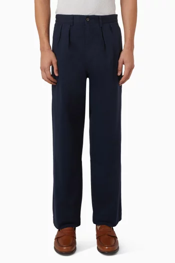 Straight-leg Pants in Cotton Twill