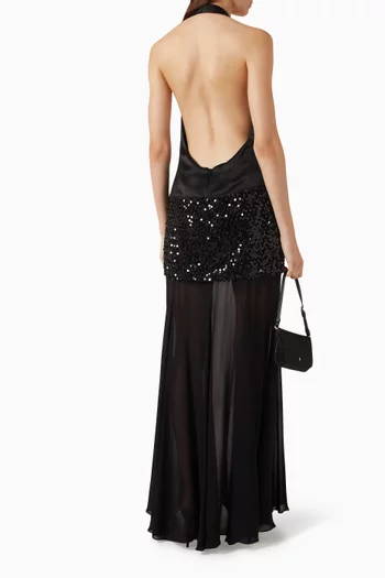 Bianca Halter Plunged Maxi Dress