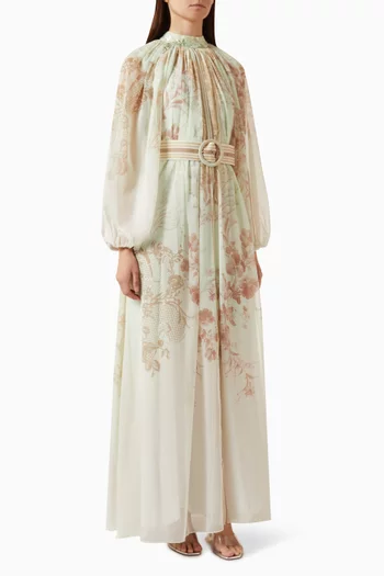 Rosina Belted Maxi Dress in Chiffon