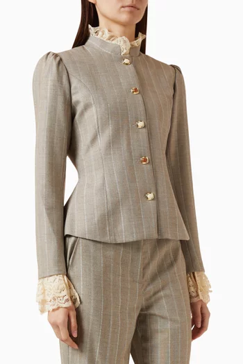 Contrast-collar Flared Jacket