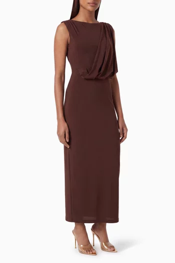 Draped-bodice Midi Dress
