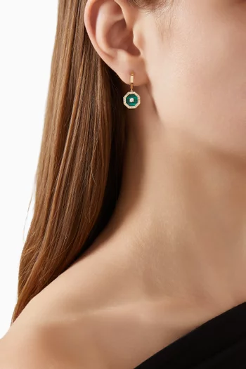 Ahjar Birwaz Malachite & Diamond Hoop Earrings in 18kt Gold