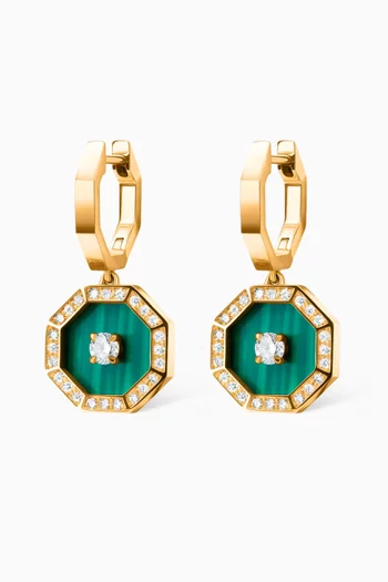 Ahjar Birwaz Malachite & Diamond Hoop Earrings in 18kt Gold