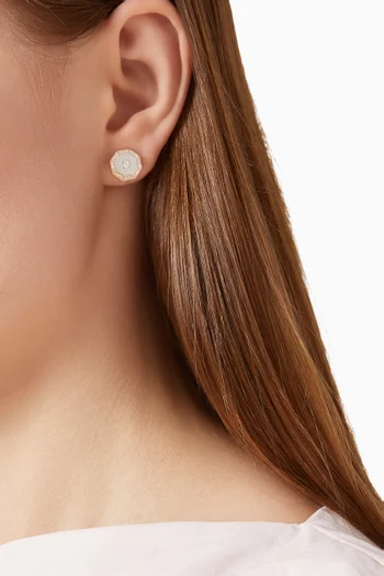 Ahjar Birwaz Mother-of-Pearl & Diamond Stud Earrings 18kt Rose Gold