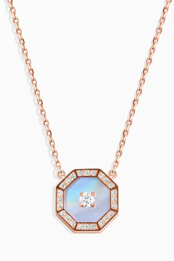 Ahjar Birwaz Mother-of-pearl & Diamond Necklace in 18kt Rose Gold