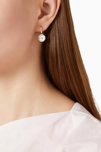 Ahjar Birwaz Mother-of-Pearl & Diamond Hoop Earrings in 18kt Rose Gold