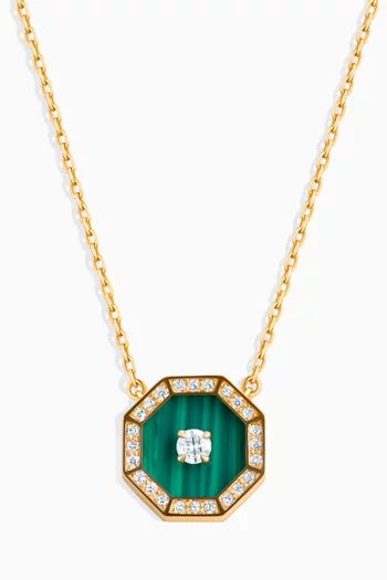 Ahjar Birwaz Malachite & Diamond Necklace in 18kt Gold