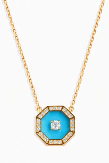 Ahjar Birwaz Turquoise & Diamond Necklace in 18kt Gold