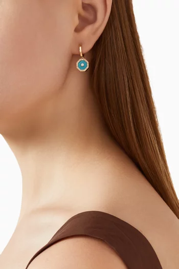 Ahjar Birwaz Turquoise & Diamond Hoop Earrings in 18kt Gold