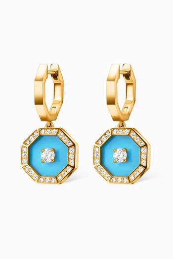 Ahjar Birwaz Turquoise & Diamond Hoop Earrings in 18kt Gold