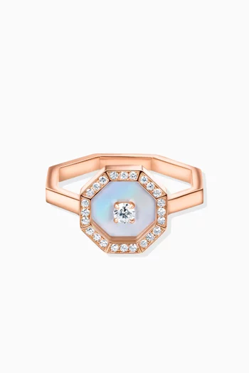 Ahjar Birwaz Mother-of-pearl & Diamond Ring in 18kt Rose Gold