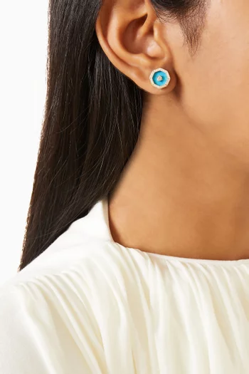 Ahjar Birwaz Turquoise & Diamond Stud Earrings in 18kt Gold