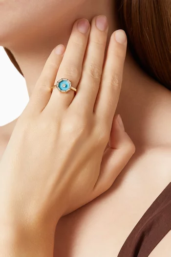 Ahjar Birwaz Turquoise & Diamond Ring in 18kt Gold