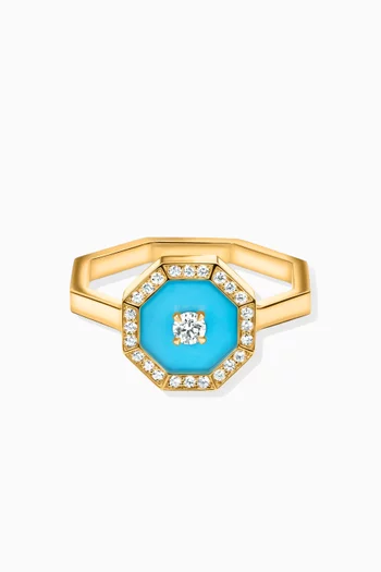 Ahjar Birwaz Turquoise & Diamond Ring in 18kt Gold