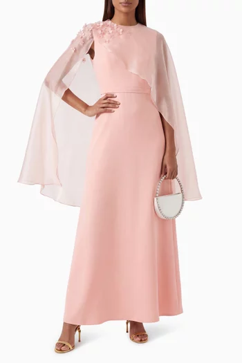 Floral Cape Maxi Dress