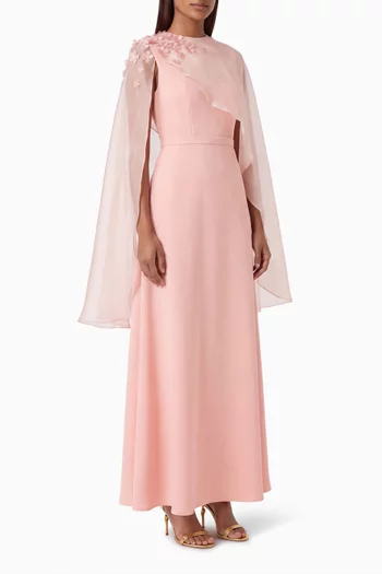 Floral Cape Maxi Dress