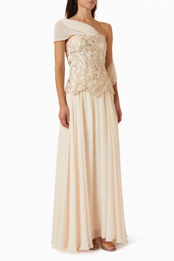 Embellished One-shoulder Dress