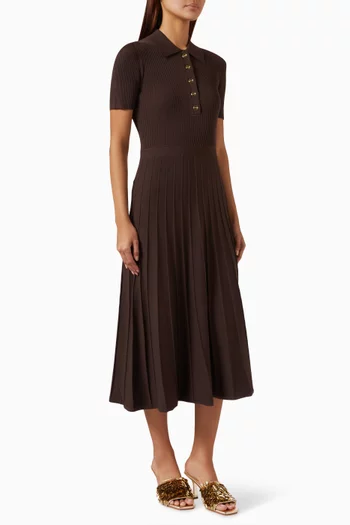 Rib-knit Polo Dress in Cotton
