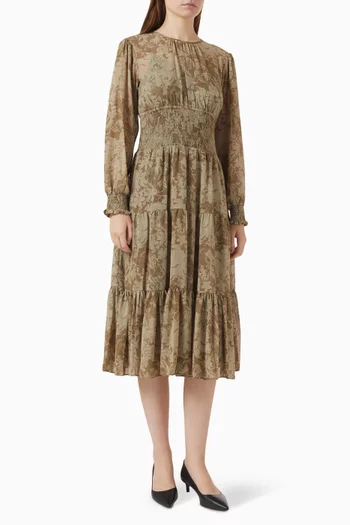 Smocked-waist Midi Dress