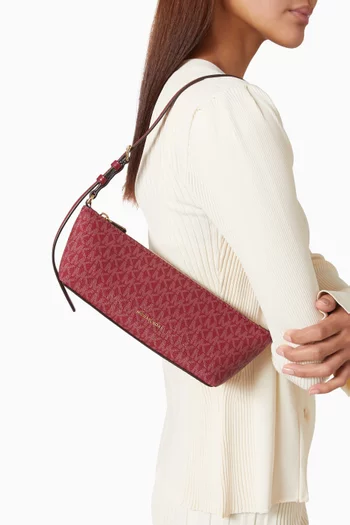 Small Laila Signature Logo Pochette in Coated Canvas
