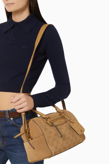 Medium Jet Set Travel Duffel Crossbody Bag in Suede