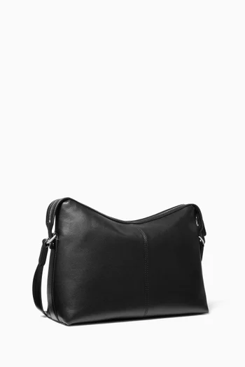 Zip Hobo Crossbody Bag in Leather
