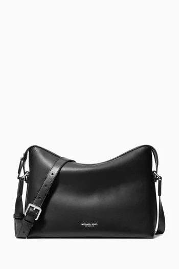 Zip Hobo Crossbody Bag in Leather