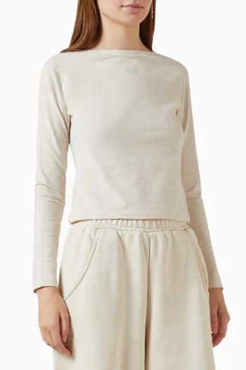 Open-back Fitted T-shirt in Stretch Cotton