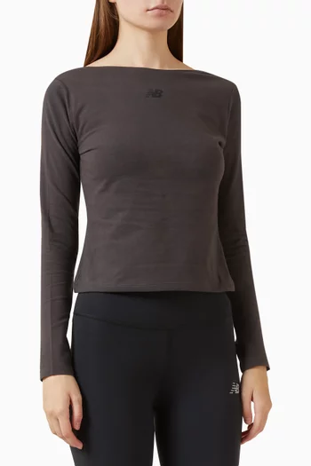 Open-back Fitted T-shirt in Stretch Cotton