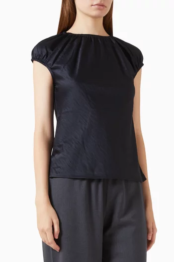 Gathered Top in Crinkled Satin