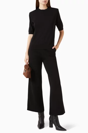 Sculpted-shoulder T-shirt in Silk-cotton