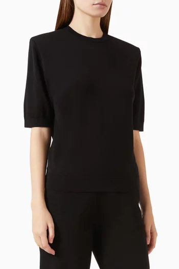 Sculpted-shoulder T-shirt in Silk-cotton