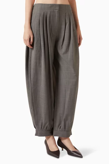 Pleated Balloon-leg Pants in Wool-blend