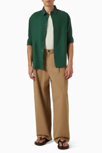 Barrel-leg Pants in Cotton Twill