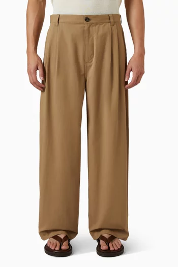 Barrel-leg Pants in Cotton Twill