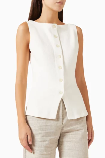 Slim Waistcoat in Cotton-blend Crepe