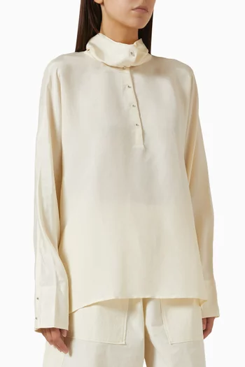 Studded Funnel-neck Shirt in Lyocell-blend