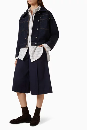 Cutaway-collar Striped Shirt in Cotton-blend