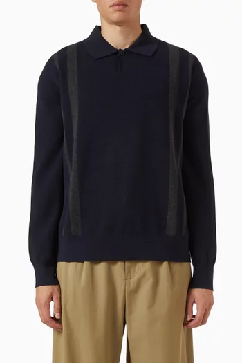 Striped Polo Shirt in Merino Wool