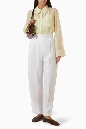 Sheer Pintucked Shirt in Crepe