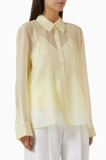 Sheer Pintucked Shirt in Crepe