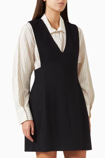 Mini Pinafore Dress in Boiled Wool-blend