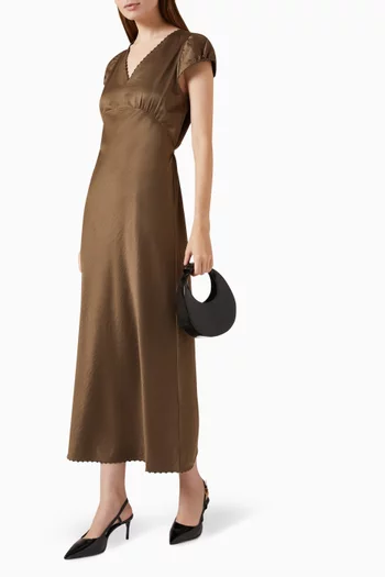 Embroidered Bias-cut Midi Dress
