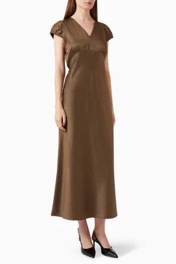 Embroidered Bias-cut Midi Dress